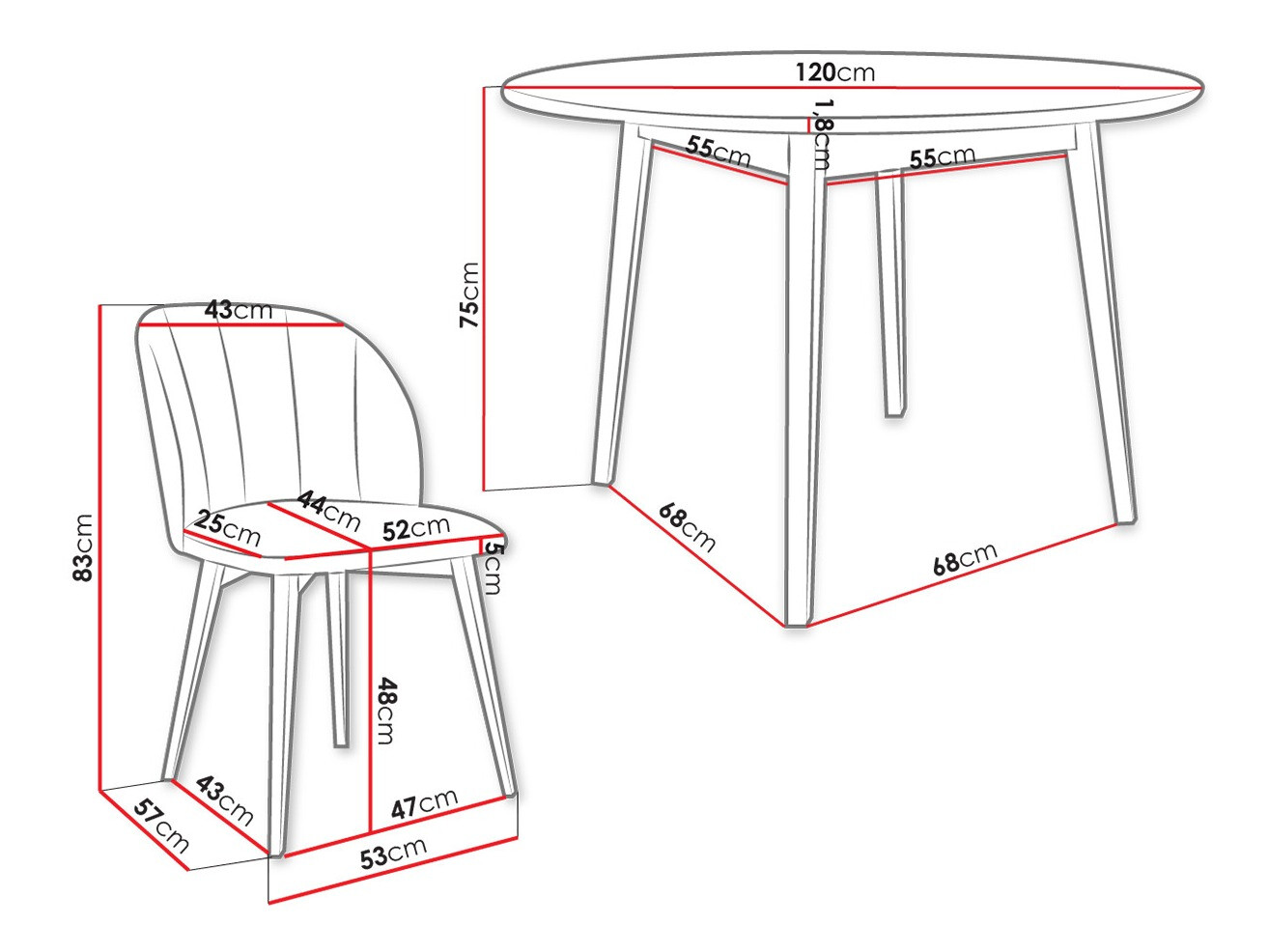 Dining set Racine 136 (Brown)
