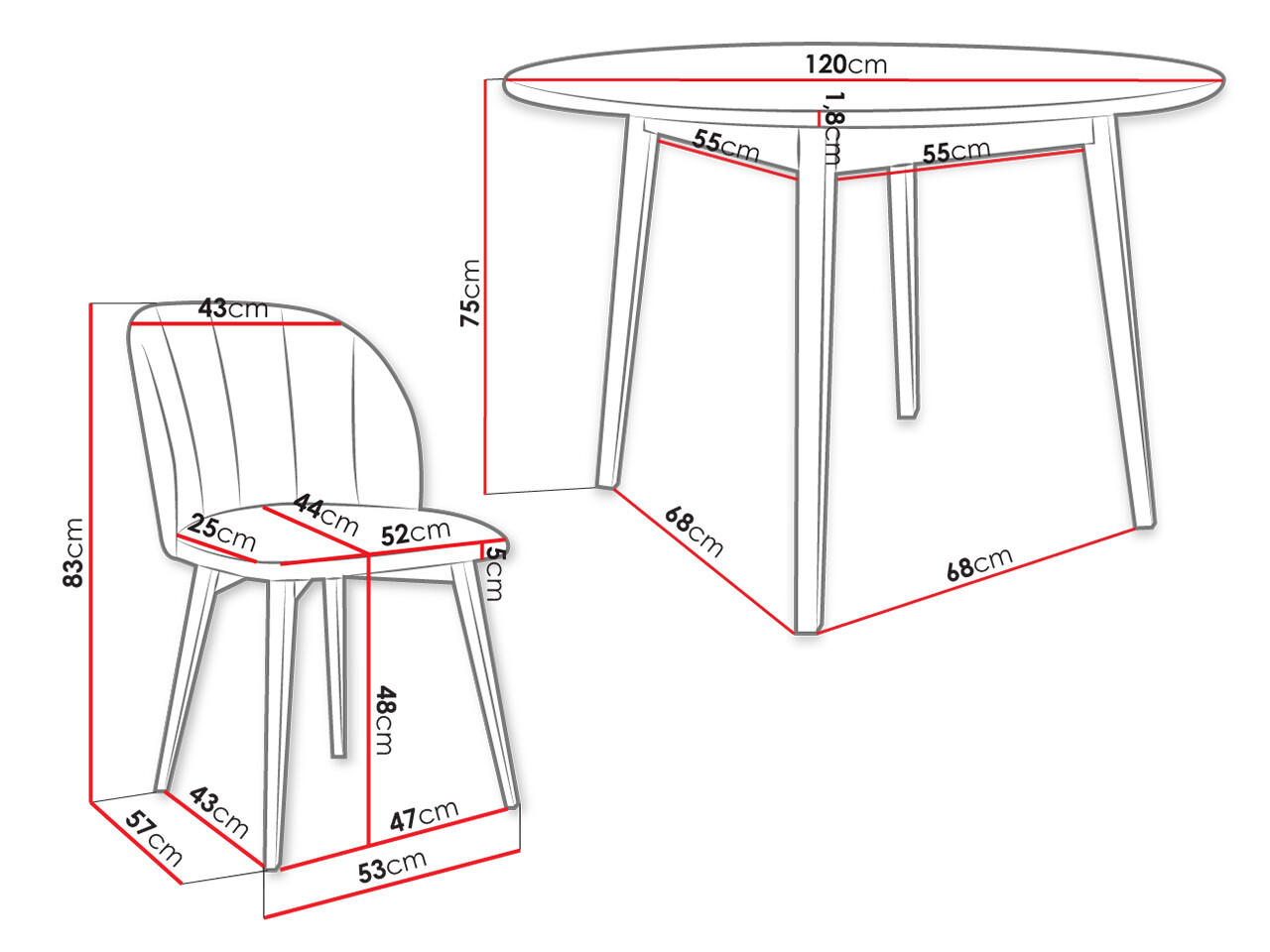 Dining set Racine 136 (Brown)
