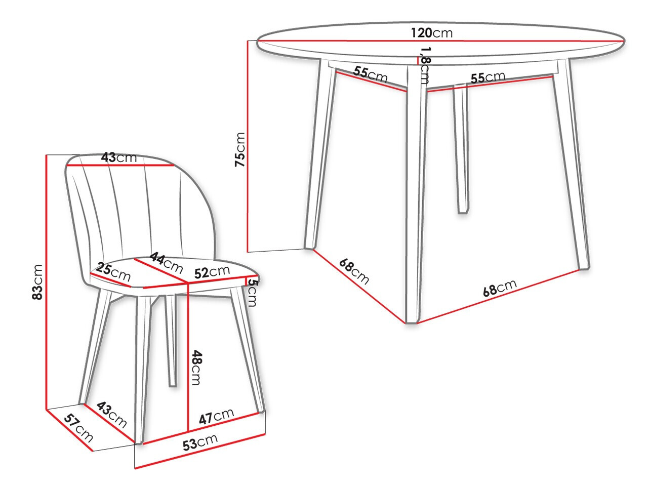 Dining set Racine 136 (Brown)