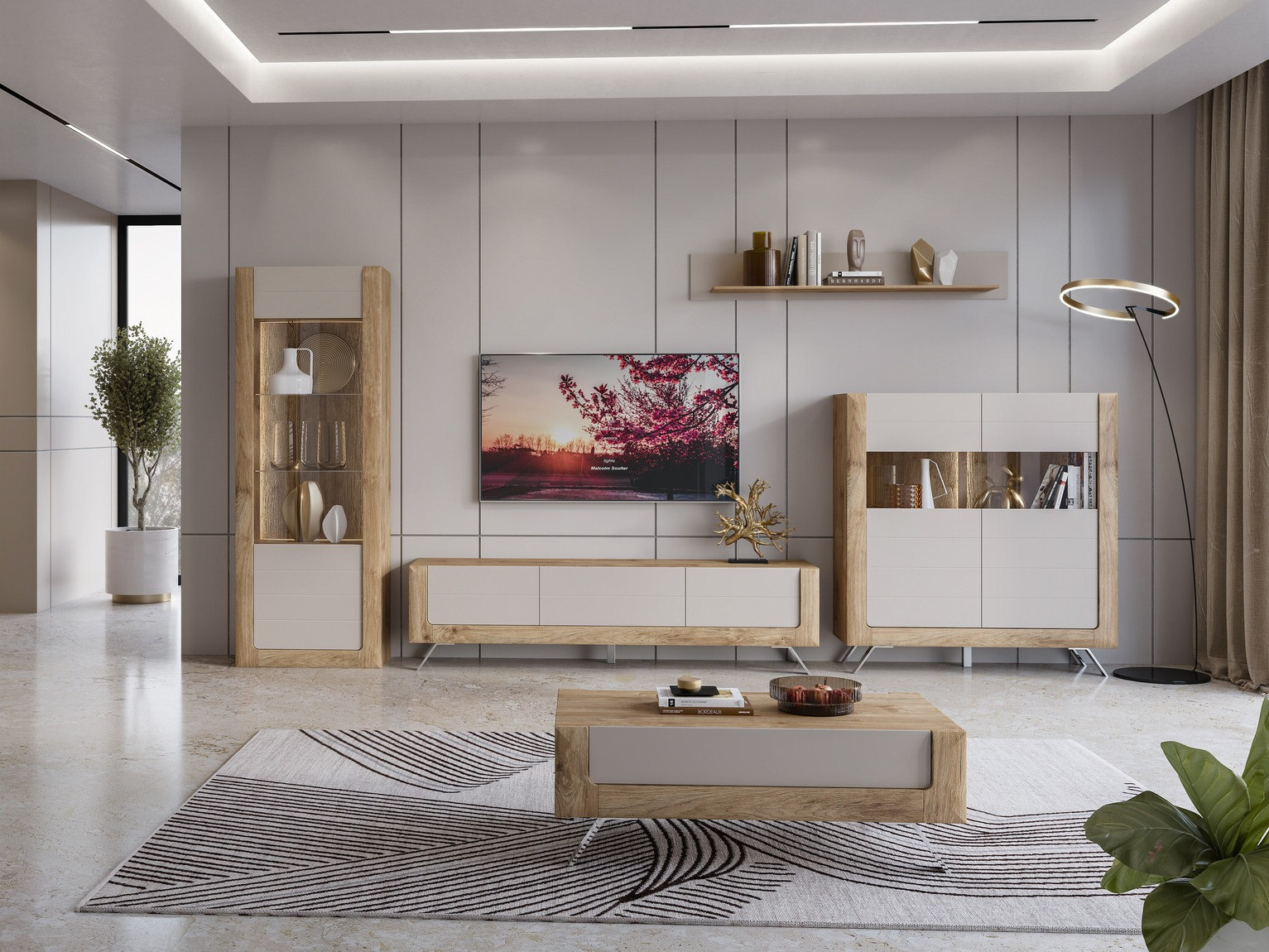 Coffee table Sovera 108 (Golden oak + Cashmere)