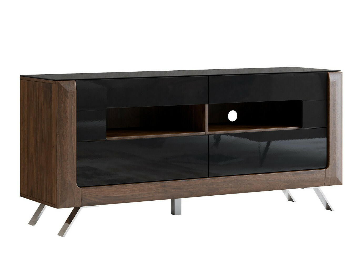 TV stand Sovera 105 (Nut + Glossy black)