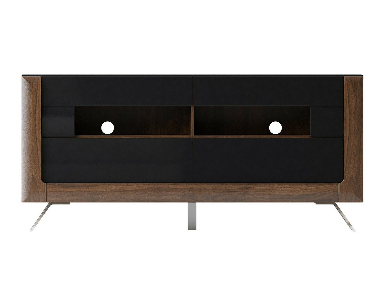 TV stand Sovera 105 (Nut + Glossy black)