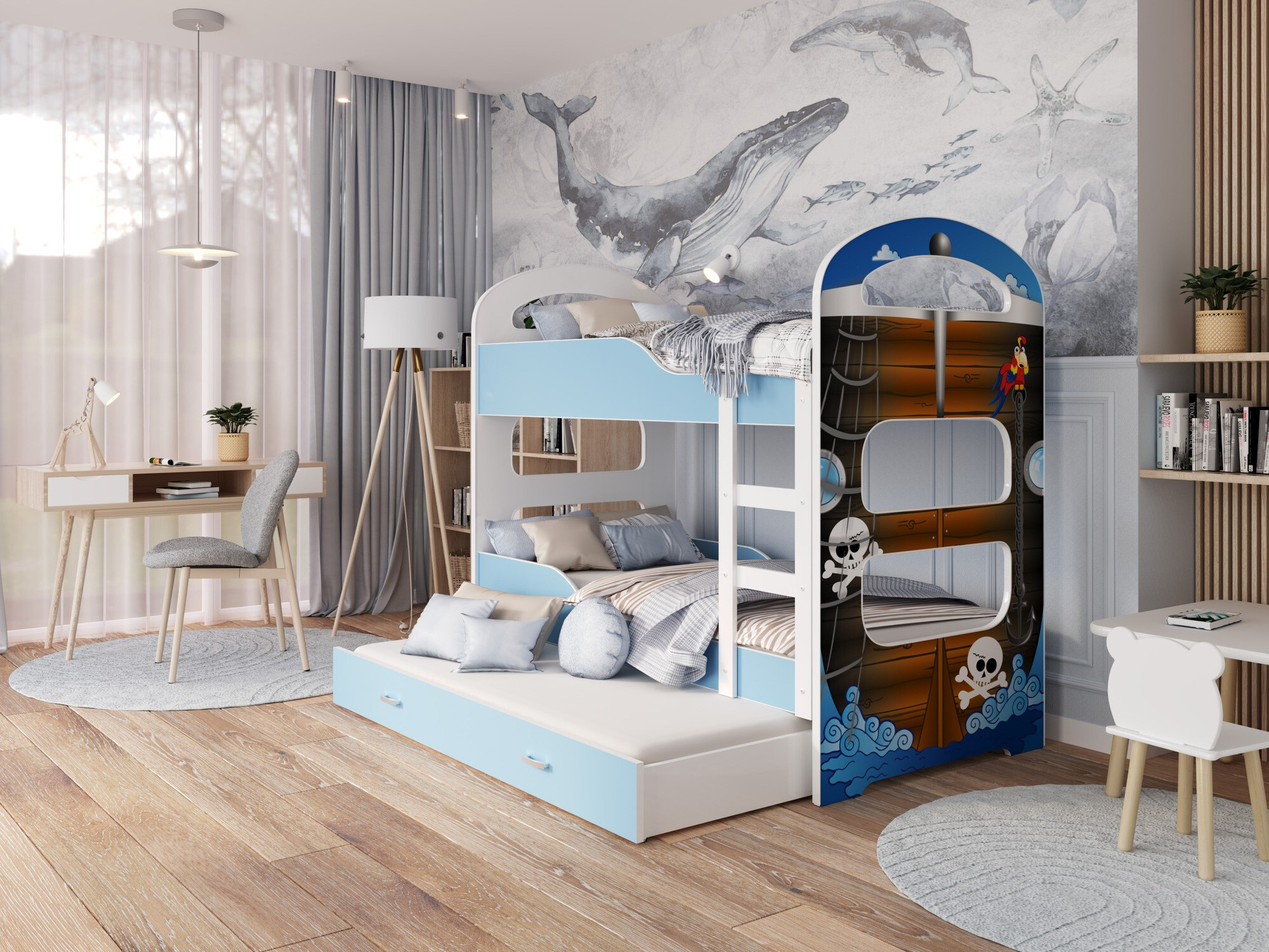 Bunk bed Aurora 116 (White + Blue)