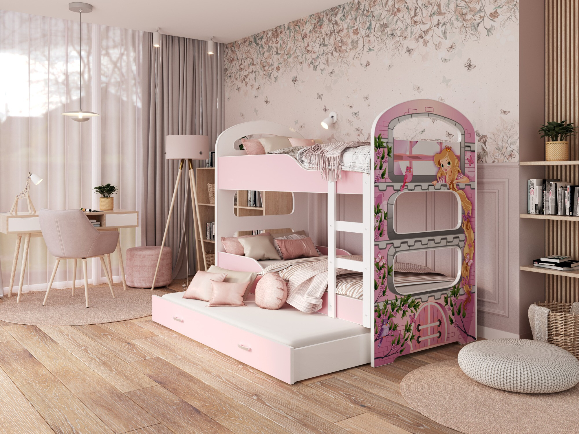 Bunk bed Aurora 116 (White + Pink)