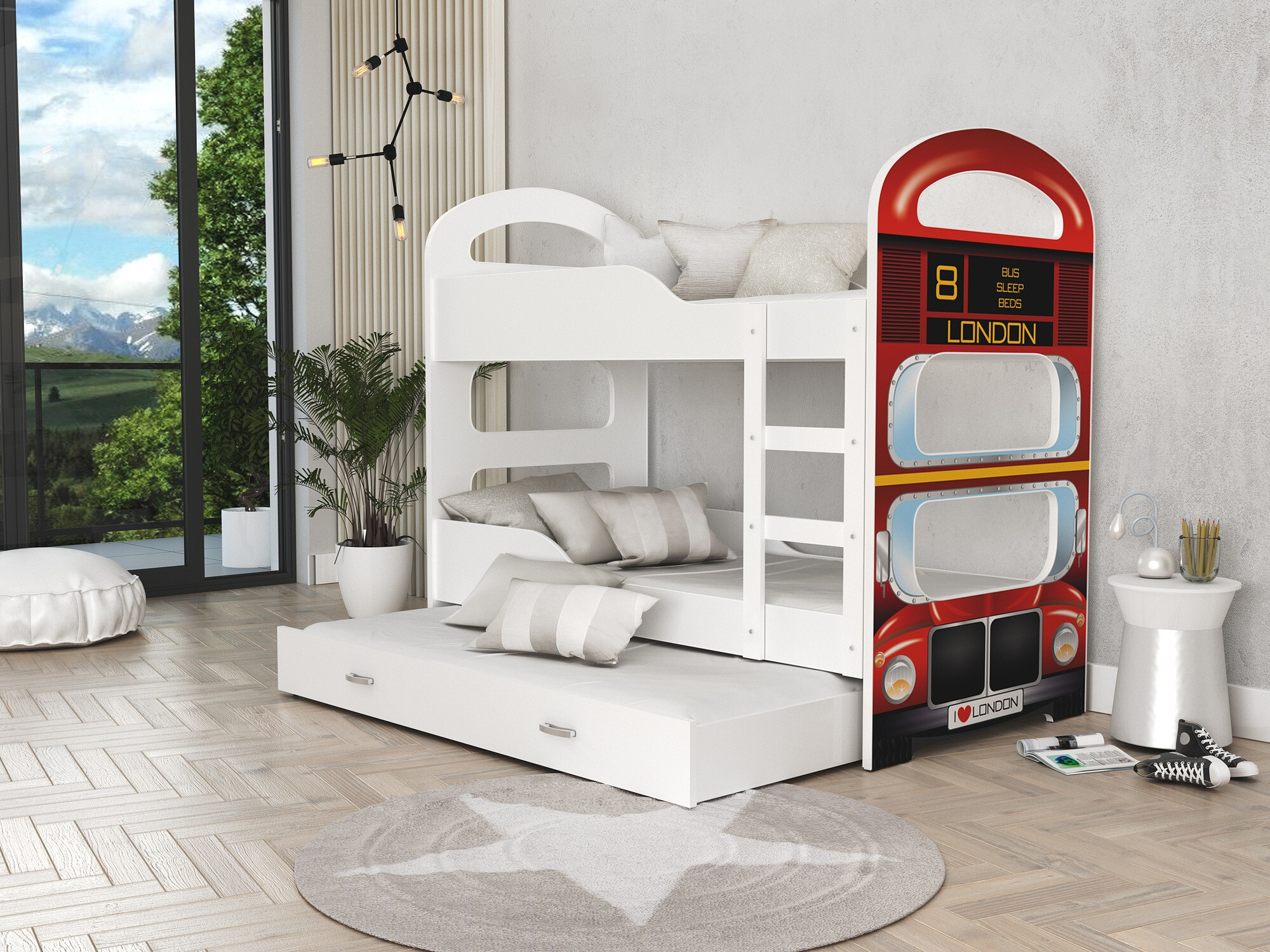 Bunk bed Aurora 116 (White + Red)