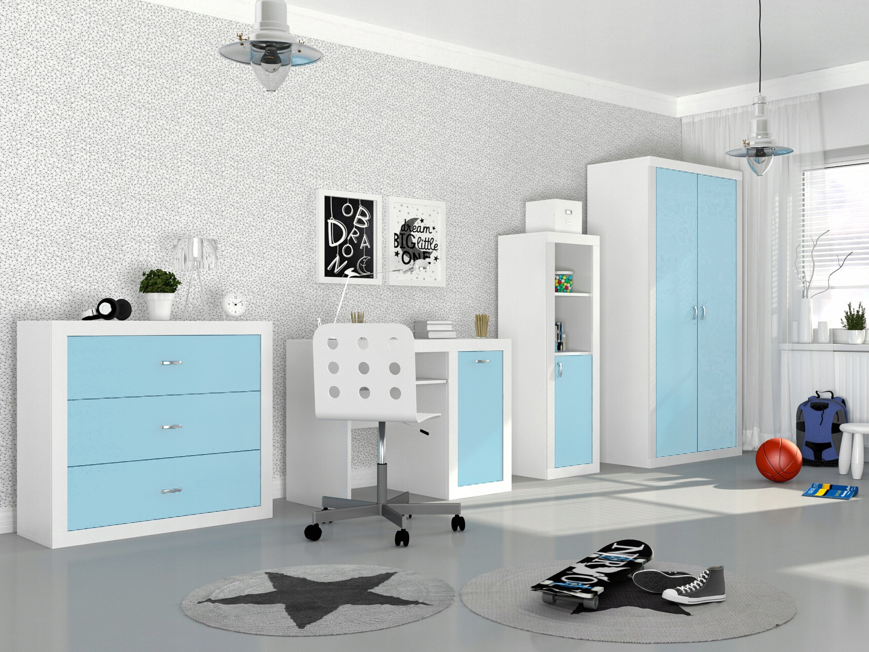 Bookcase Tentive 105 (White + Blue)