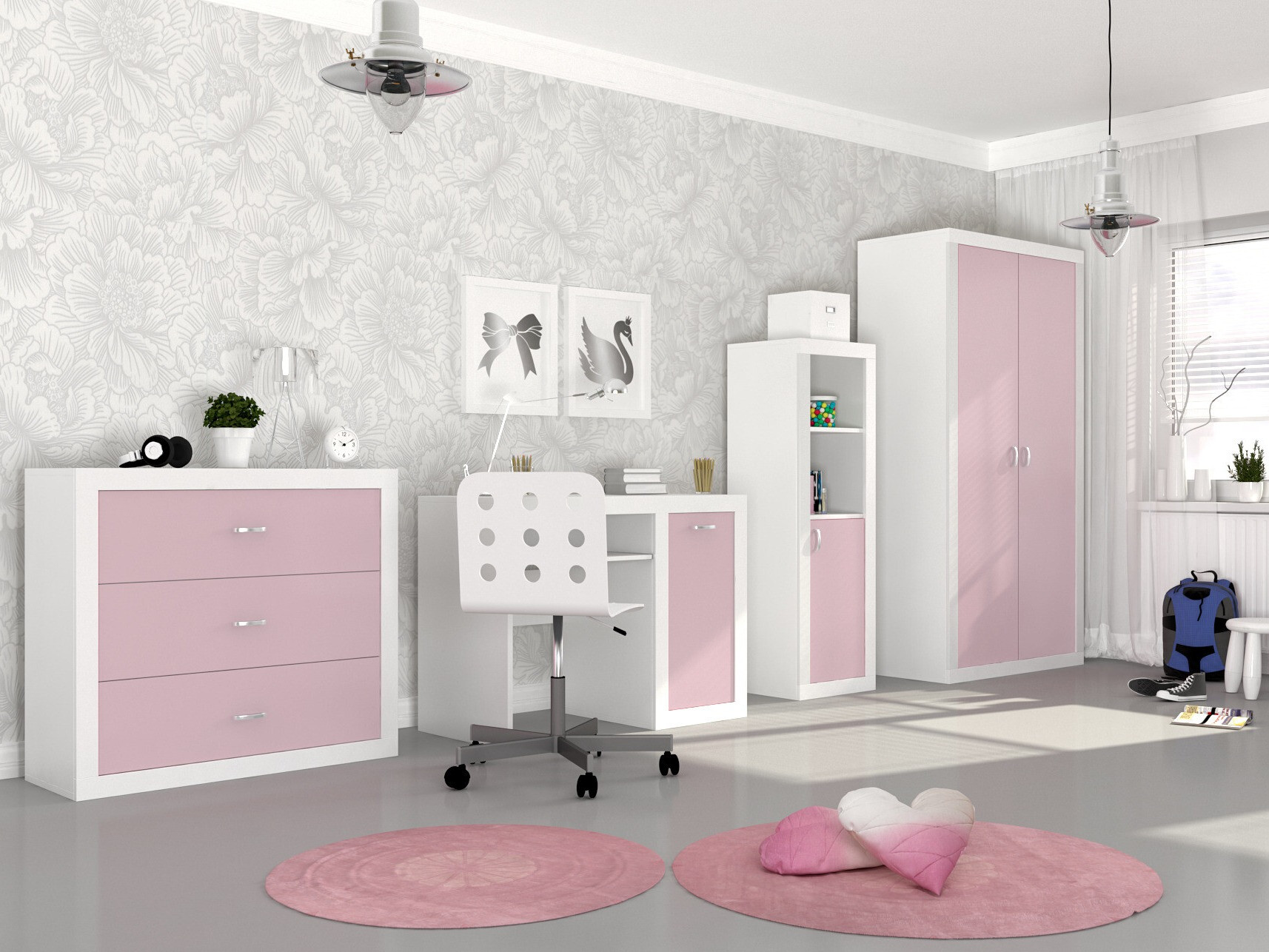 Bookcase Tentive 105 (White + Pink)