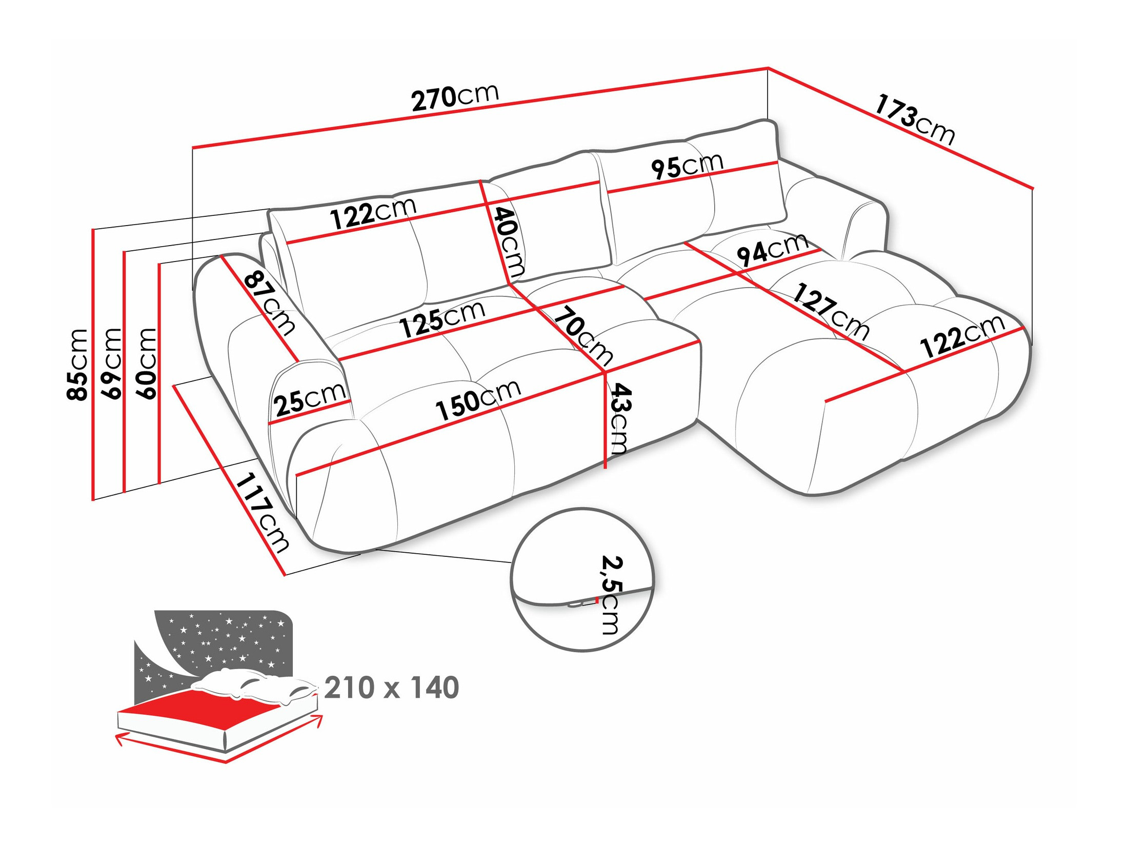 Corner sofa TrendyNest Ansera I (Now or never 06)