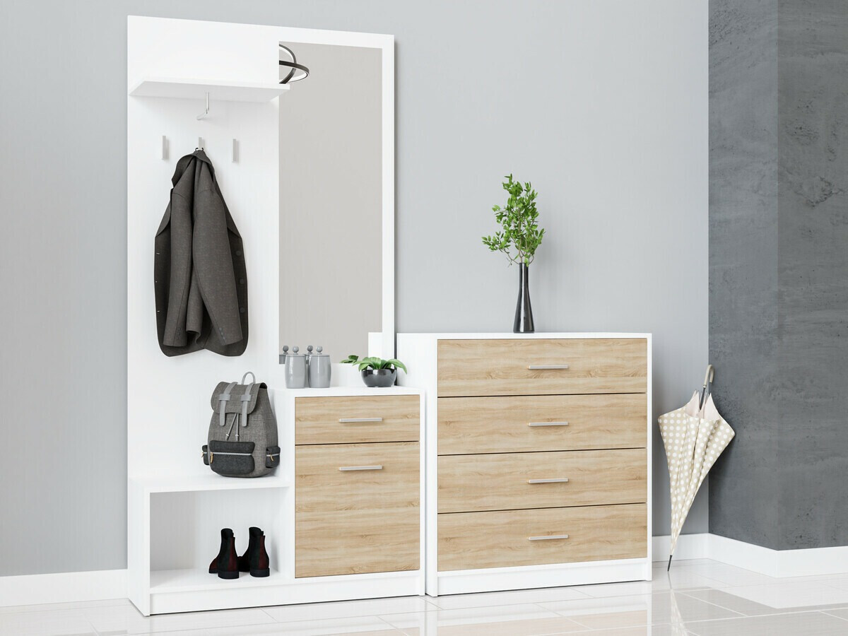 Chest of drawers Novsore 101 (White + Sonoma oak)
