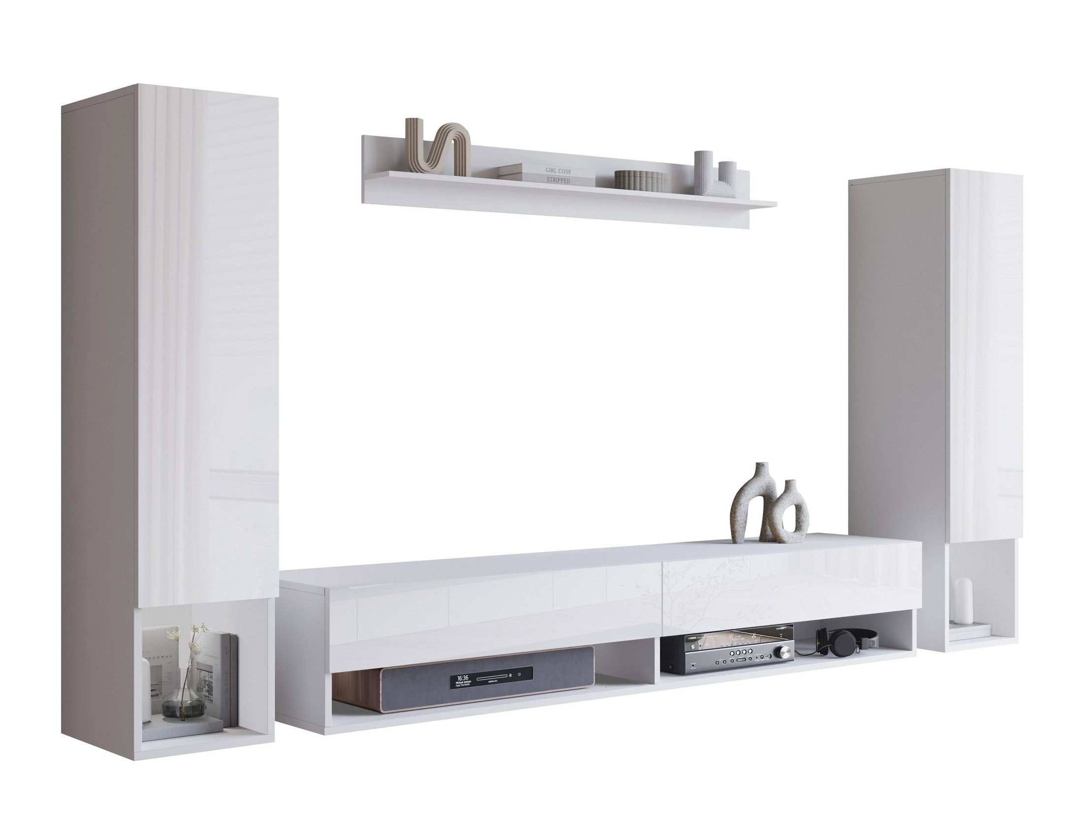 Living room set Sarasota 176 (White + Glossy white)