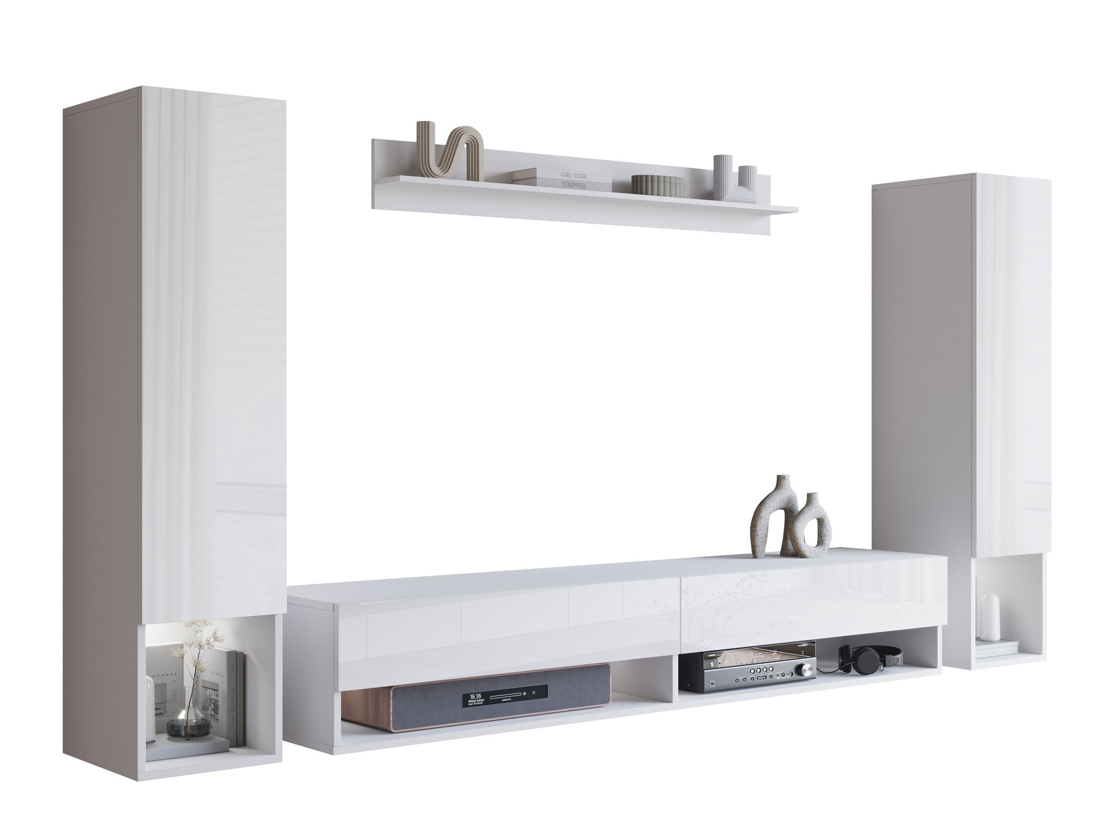 Living room set Sarasota 176 (White + Glossy white)