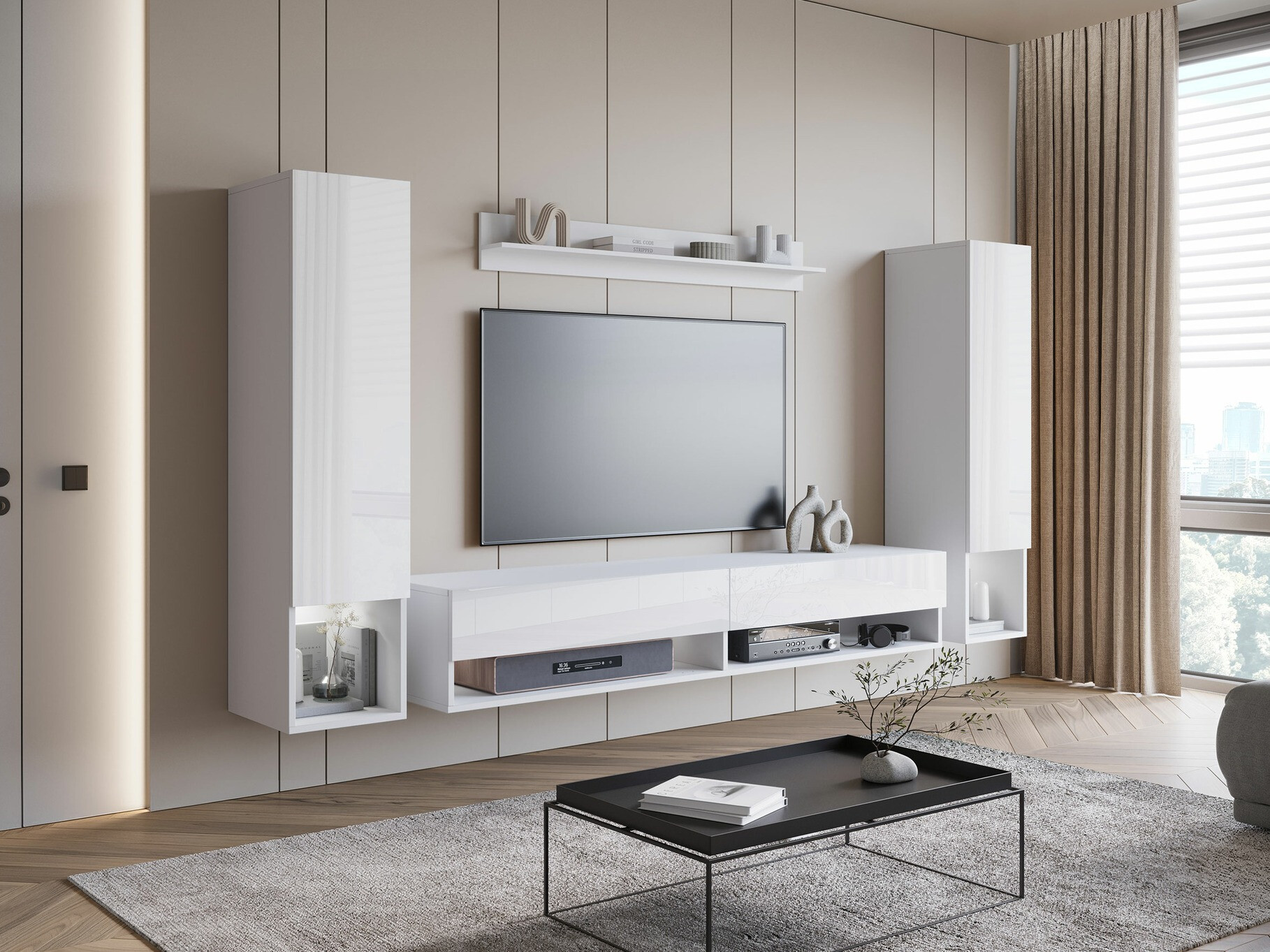 Living room set Sarasota 176 (White + Glossy white)