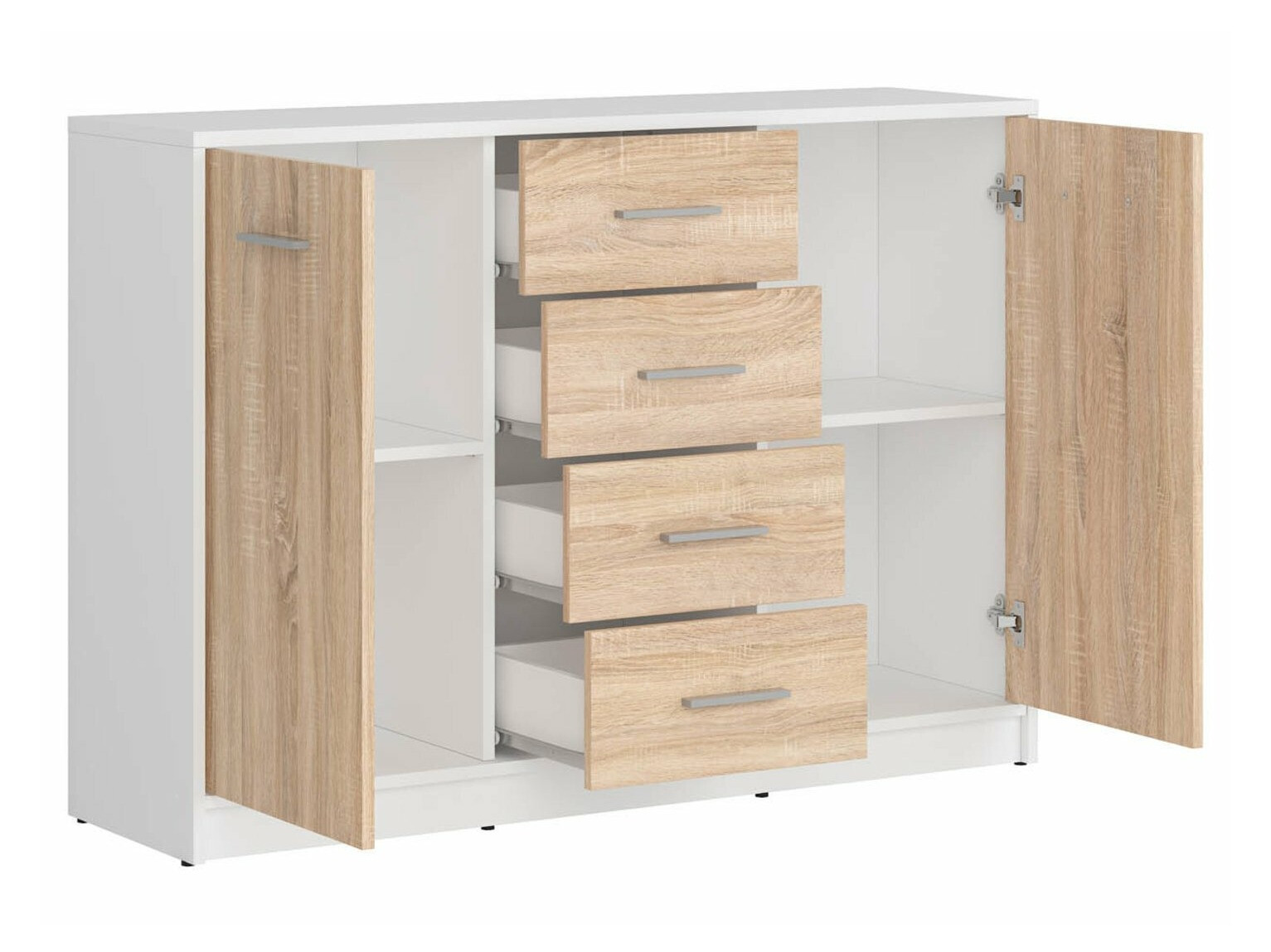 Chest of drawers Novsore 118 (White + Sonoma oak)