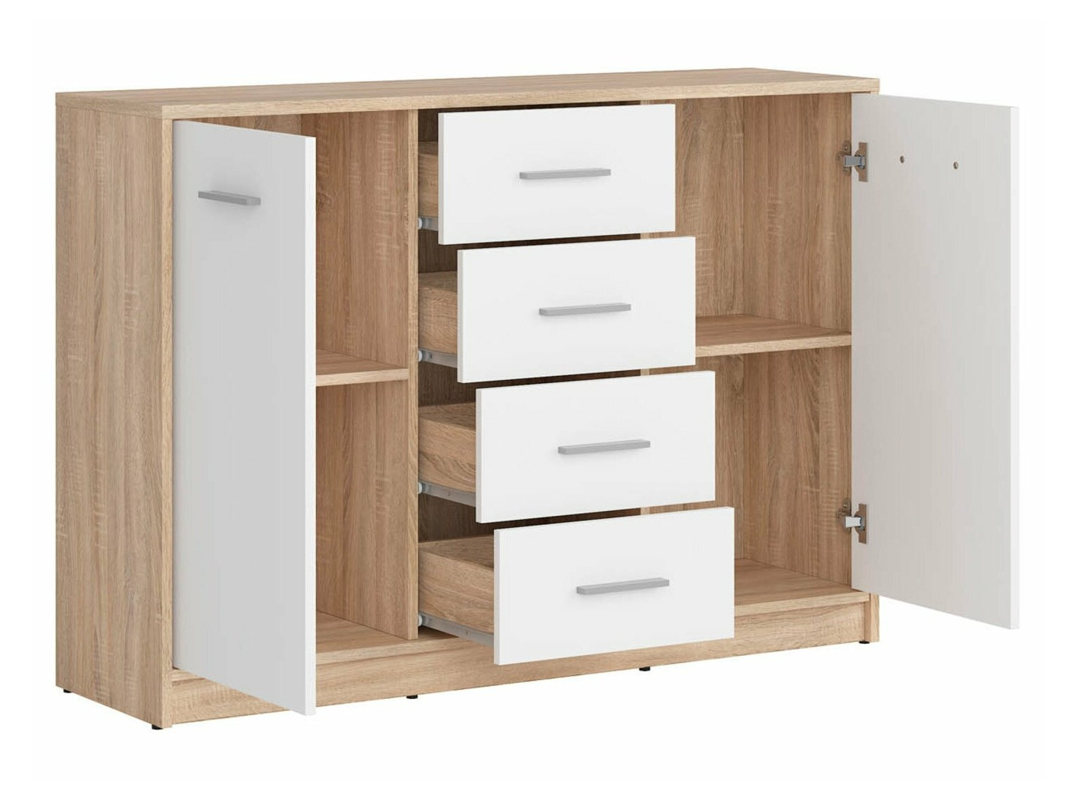 Chest of drawers Novsore 118 (White + Sonoma oak)