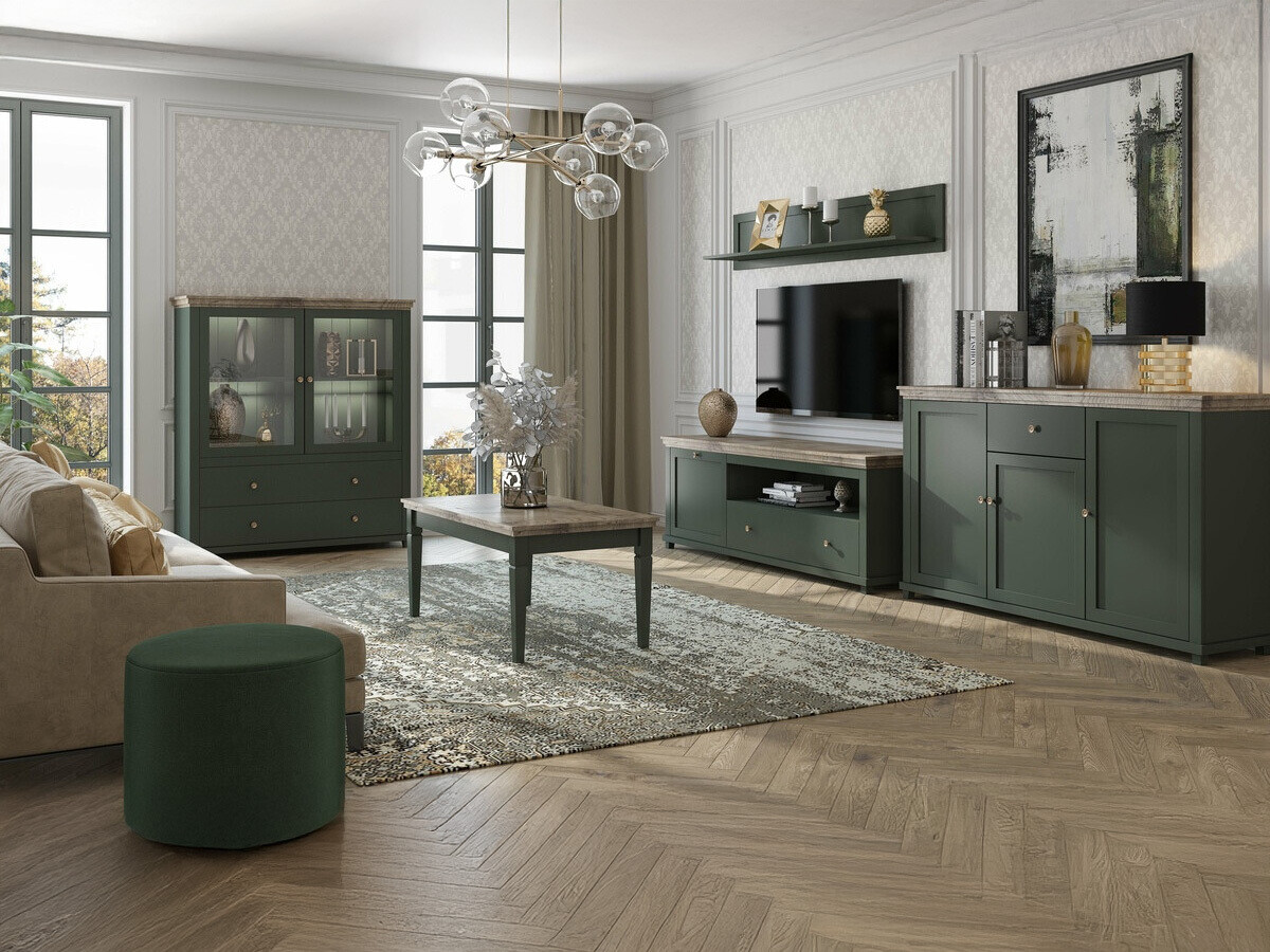 Chest of drawers Tolnue 106 (Dark green + Lefkas oak)