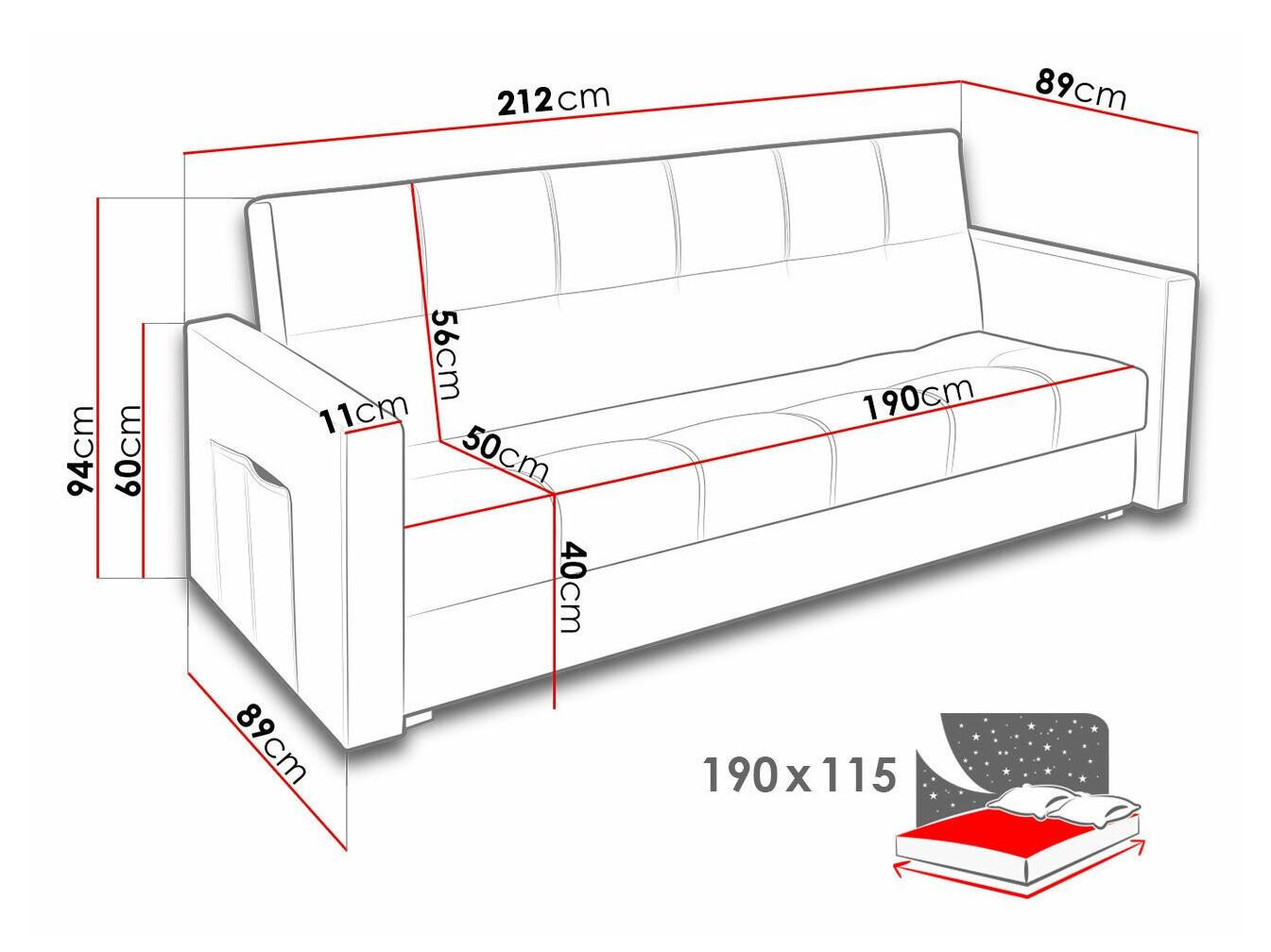 Sofa bed Edinburg 104 (Inari 27)
