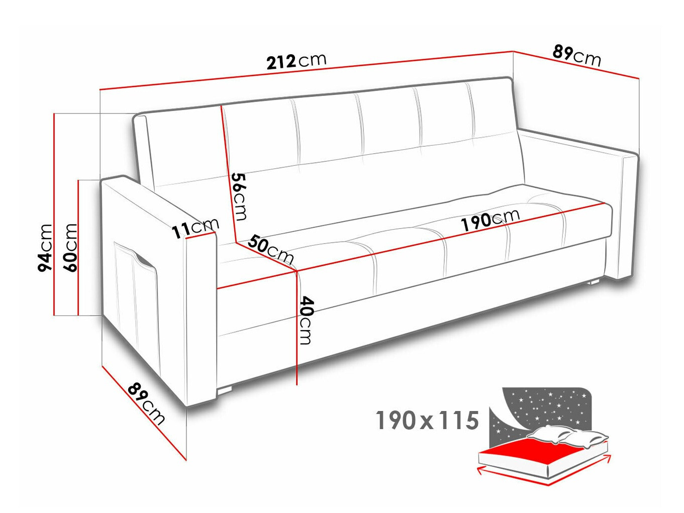 Sofa bed Edinburg 104 (Inari 80)