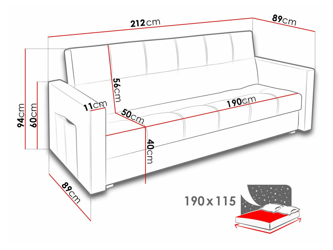 Sofa bed Edinburg 104 (Inari 95)