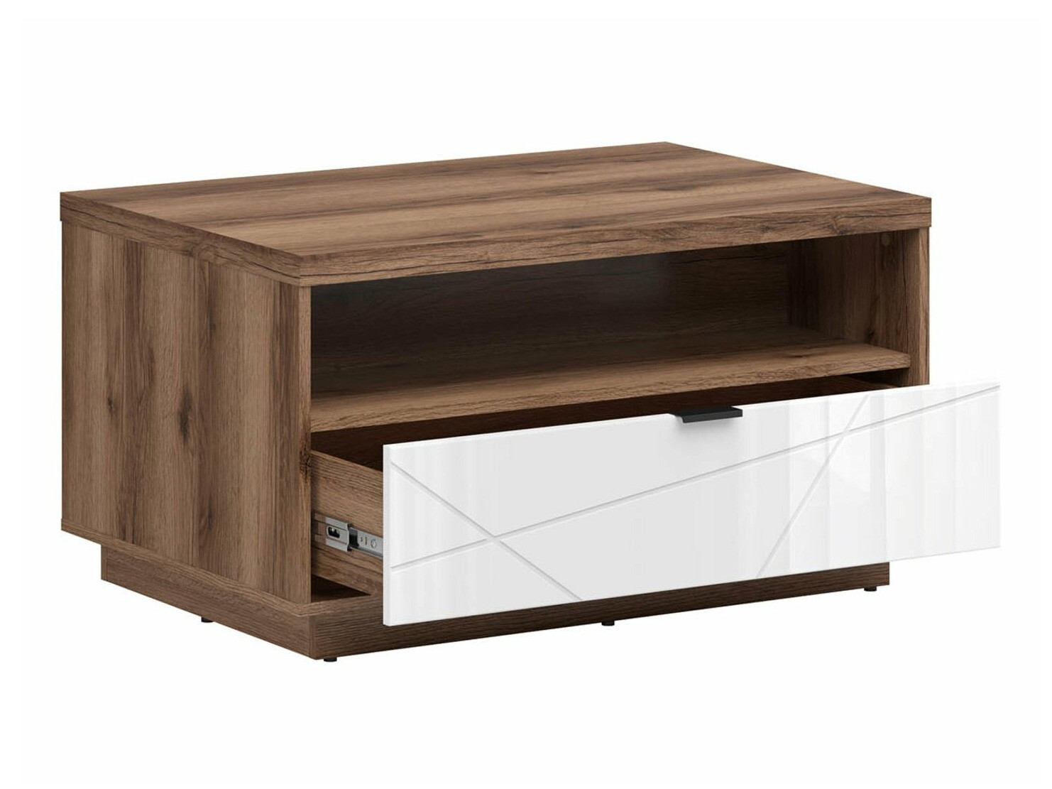 Coffee table Fivale 117 (Dark Delano oak + Glossy white)