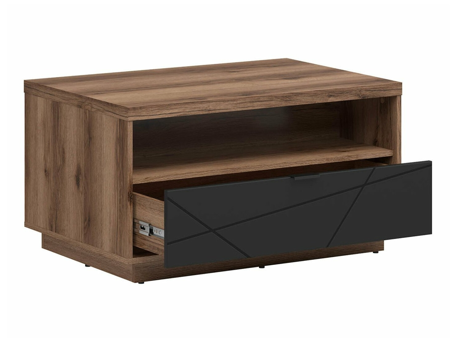 Coffee table Fivale 117 (Dark Delano oak + Matte black)