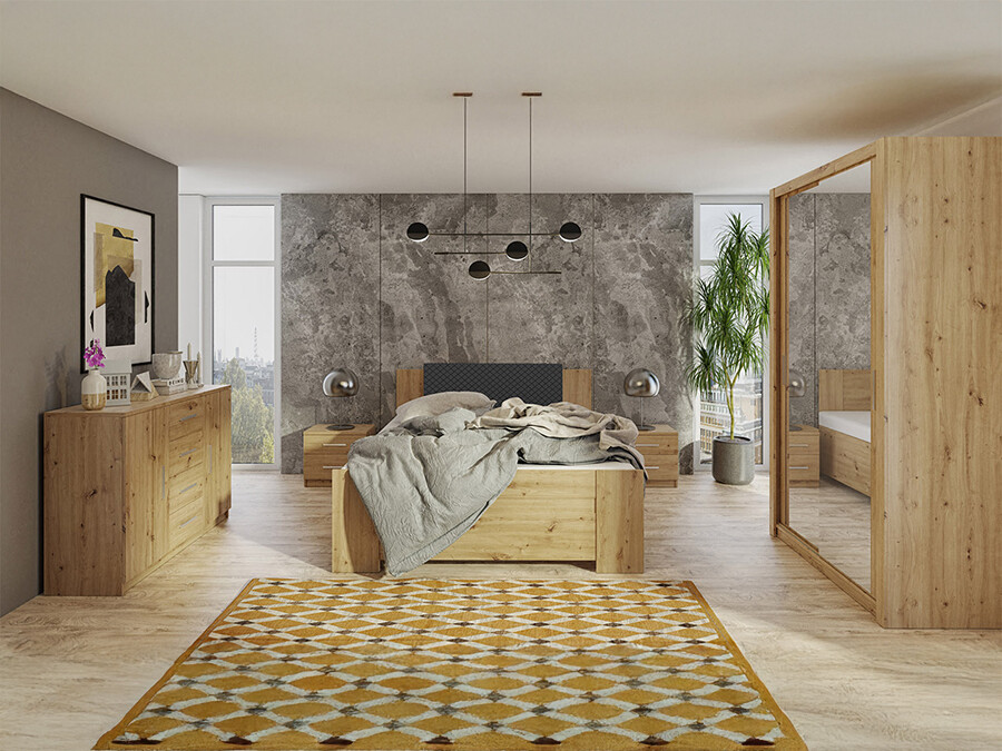 Bedroom set Catromi 112 (Artisan oak + Soft Pik 011)