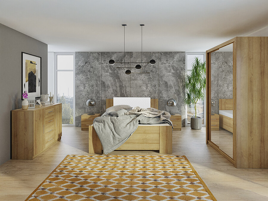 Bedroom set Catromi 112 (Artisan oak + Soft Pik 017)