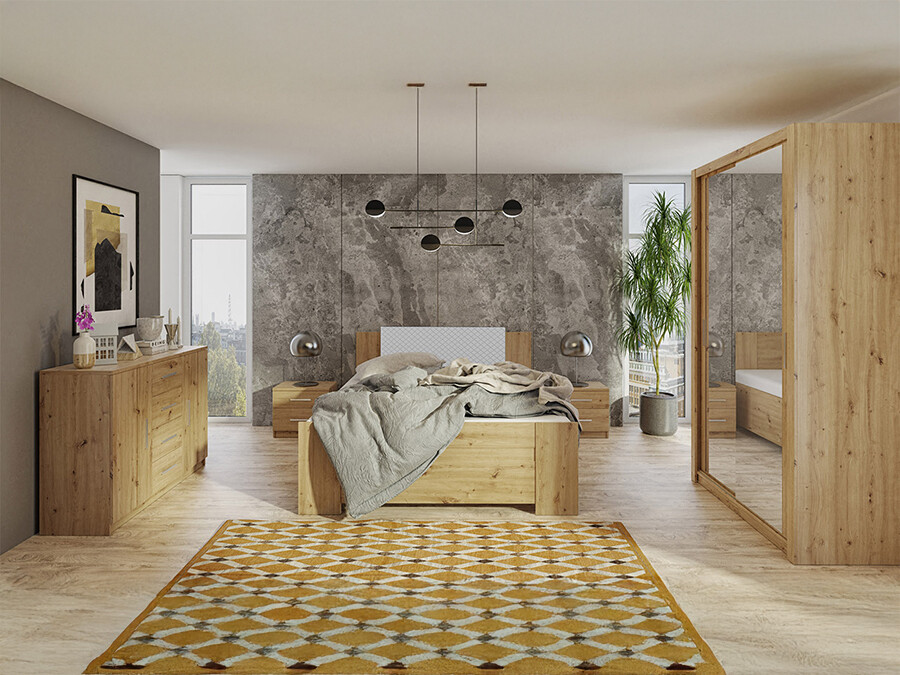 Bedroom set Catromi 112 (Artisan oak + Soft Pik 029)