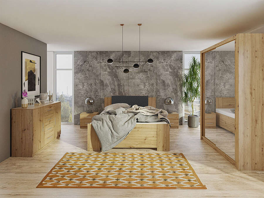 Bedroom set Catromi 113 (Artisan oak + Soft Pik 011)
