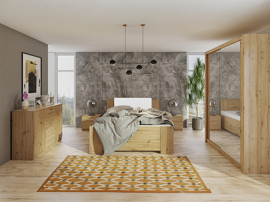 Bedroom set Catromi 113 (Artisan oak + Soft Pik 017)