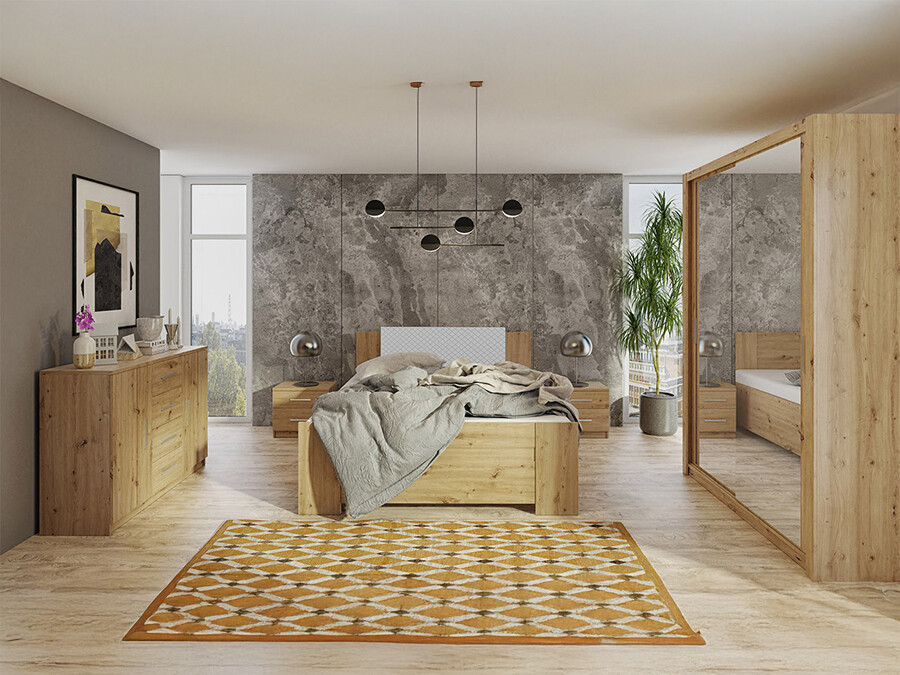 Bedroom set Catromi 113 (Artisan oak + Soft Pik 029)