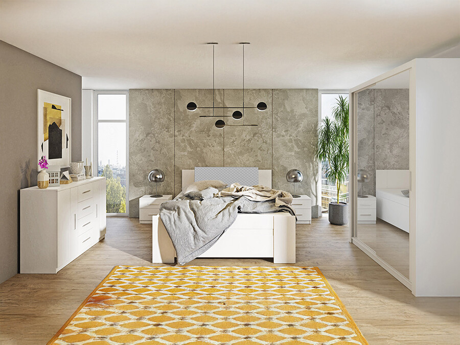 Bedroom set Catromi 113 (White + Soft Pik 029)