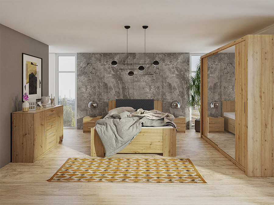 Bedroom set Catromi 114 (Artisan oak + Soft Pik 011)