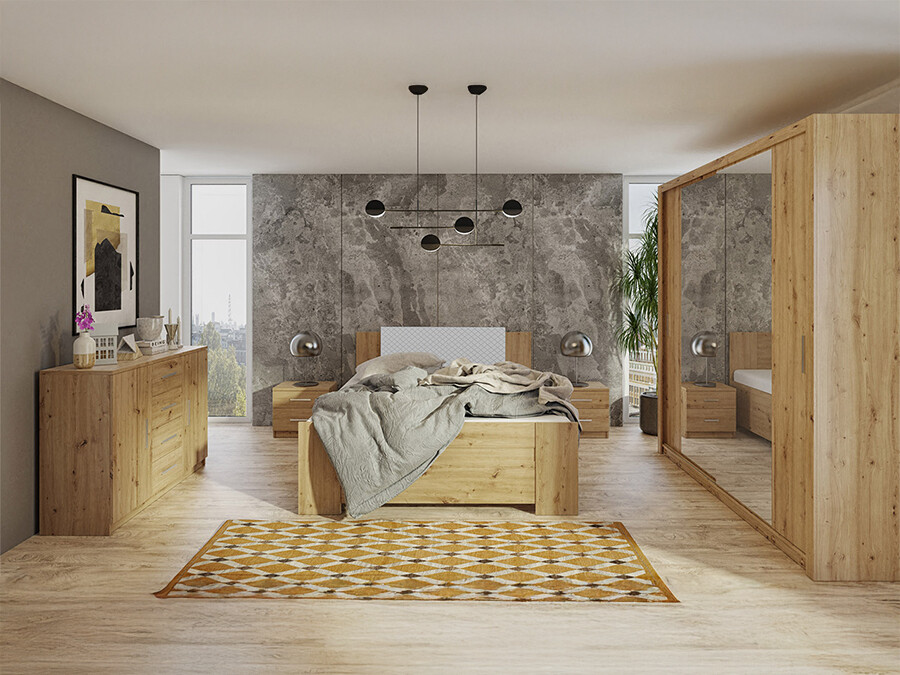 Bedroom set Catromi 114 (Artisan oak + Soft Pik 029)