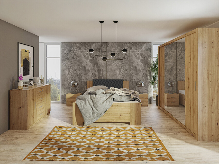 Bedroom set Catromi 115 (Artisan oak + Soft Pik 011)