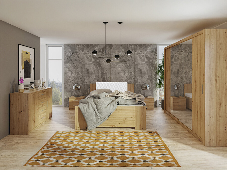 Bedroom set Catromi 115 (Artisan oak + Soft Pik 017)