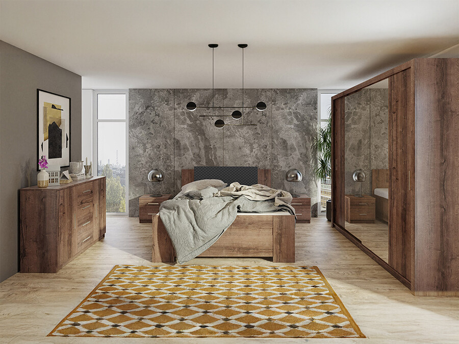 Bedroom set Catromi 115 (Monastery oak + Soft Pik 011)