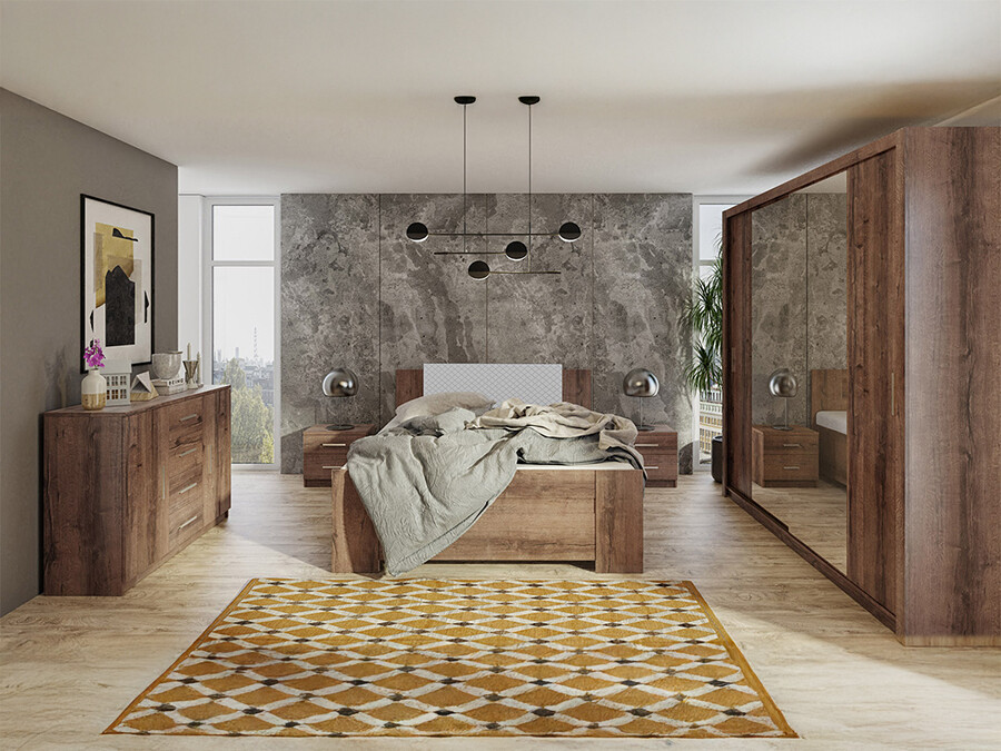 Bedroom set Catromi 115 (Monastery oak + Soft Pik 029)