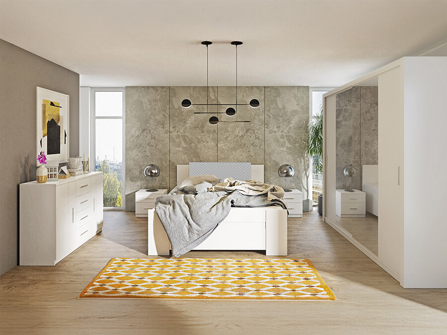 Bedroom set Catromi 115 (White + Soft Pik 029)