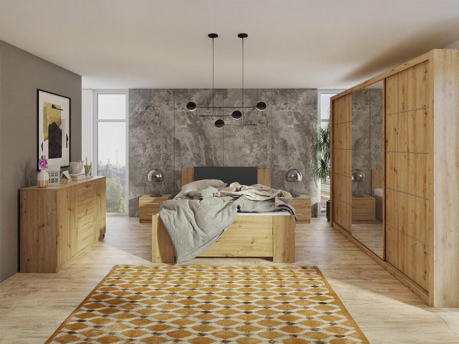 Bedroom set Catromi 116 (Artisan oak + Soft Pik 011)