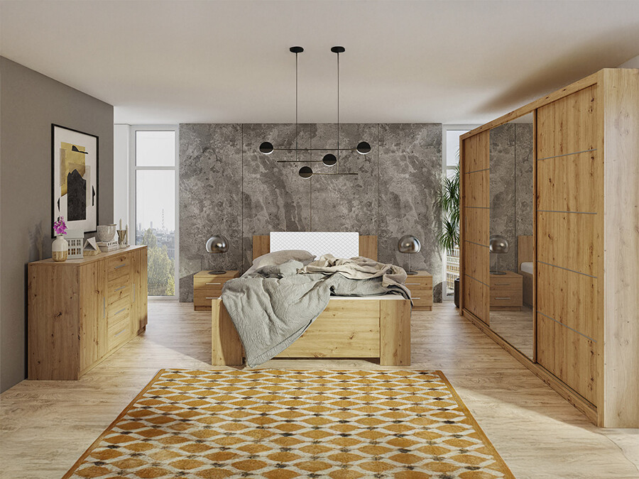 Bedroom set Catromi 116 (Artisan oak + Soft Pik 017)