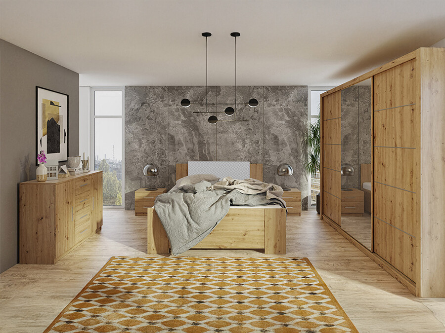 Bedroom set Catromi 116 (Artisan oak + Soft Pik 029)