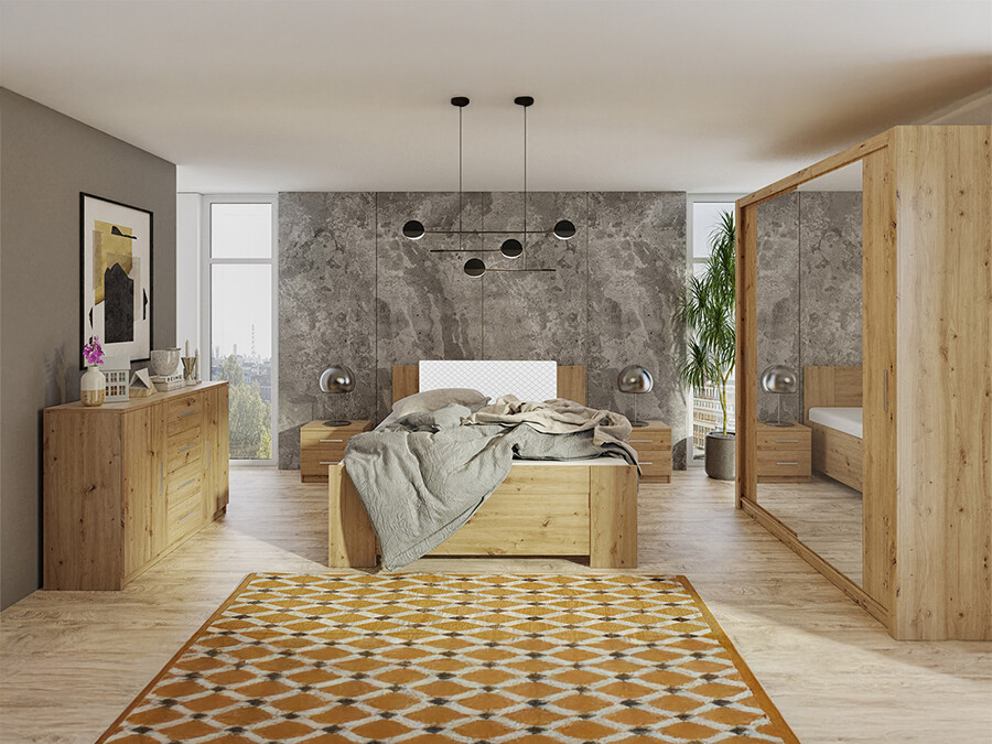 Bedroom set Catromi 121 (Artisan oak + Soft Pik 017)