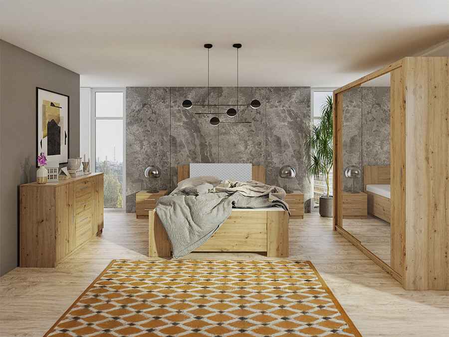 Bedroom set Catromi 121 (Artisan oak + Soft Pik 029)