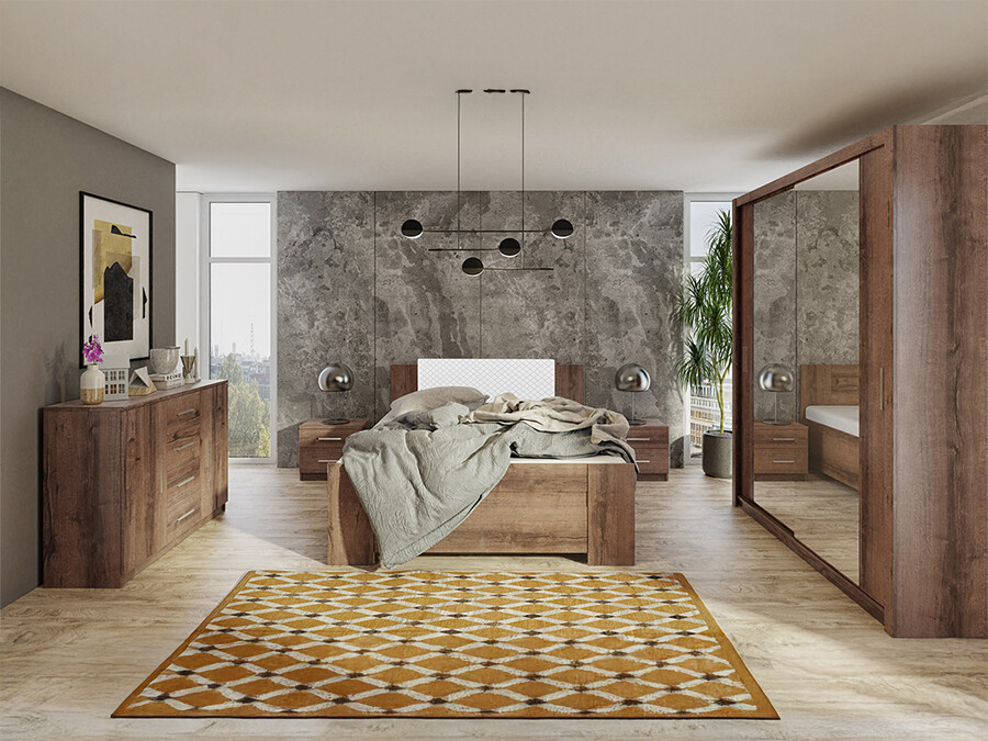 Bedroom set Catromi 121 (Monastery oak + Soft Pik 017)