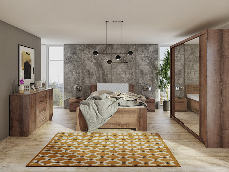 Bedroom set Catromi 121 (Monastery oak + Soft Pik 029)