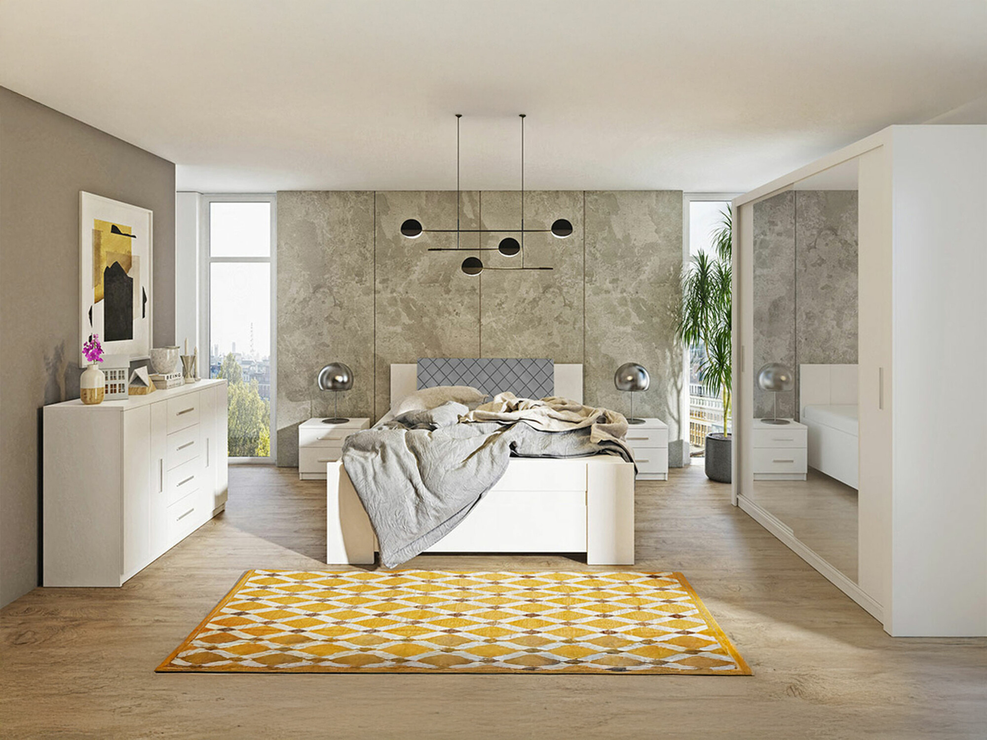Bedroom set Catromi 121 (White + Soft Pik 029)
