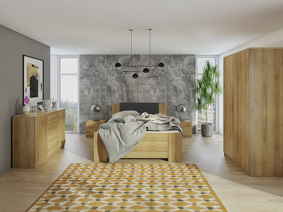 Bedroom set Catromi 122 (Artisan oak + Soft Pik 011)