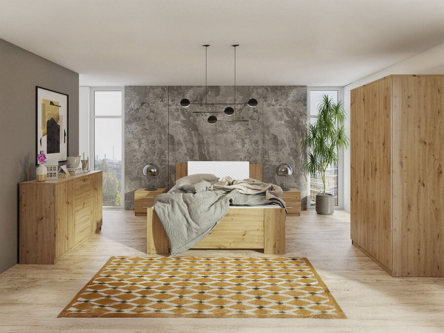 Bedroom set Catromi 122 (Artisan oak + Soft Pik 017)