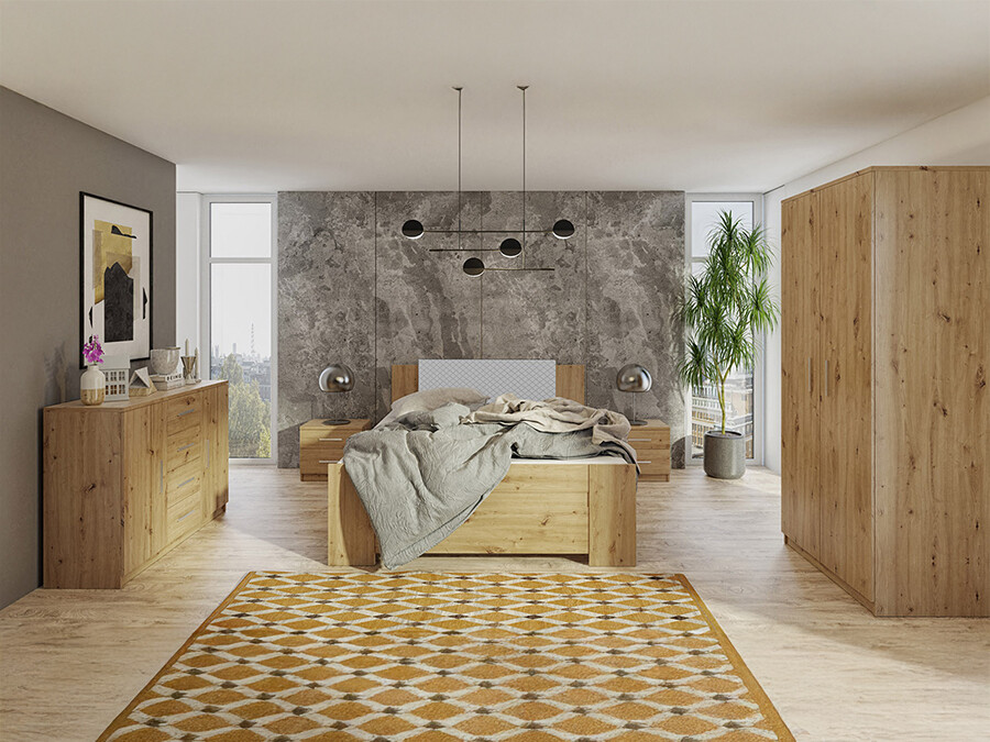 Bedroom set Catromi 122 (Artisan oak + Soft Pik 029)