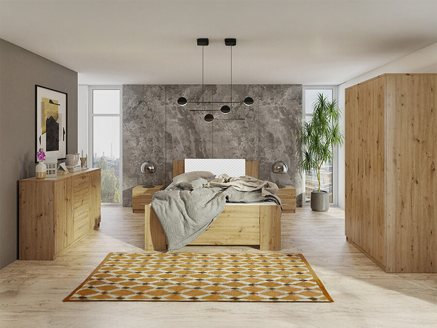 Bedroom set Catromi 123 (Artisan oak + Soft Pik 017)